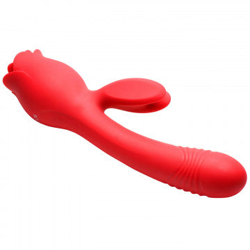 Blooming Bunny Sucking Thrusting Silicone Rabbit Vibrator 