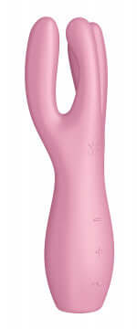 Threesome 3 Vibrator in soft pink silicone with 3 flexible arms for broad-area stimulation.