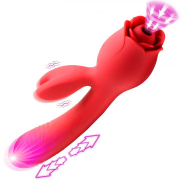 Blooming Bunny Sucking Thrusting Silicone Rabbit Vibrator 