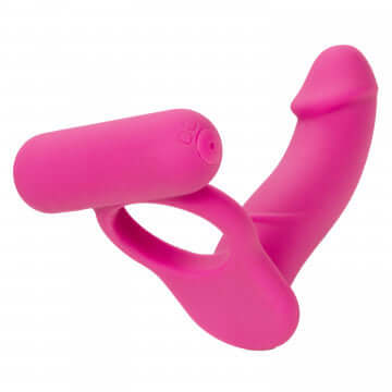 Silicone Rechargeable Double Diver - Pink featuring a stretchy ring for secure fit and maximum stimulation.