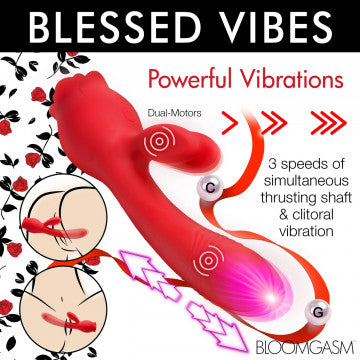 Blooming Bunny Sucking Thrusting Silicone Rabbit Vibrator 